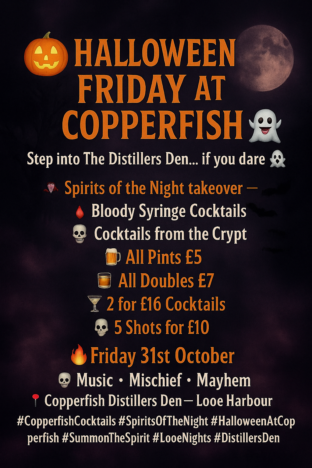 🎃 HALLOWEEN FRIDAY 31st Oct AT COPPERFISH 🩸
